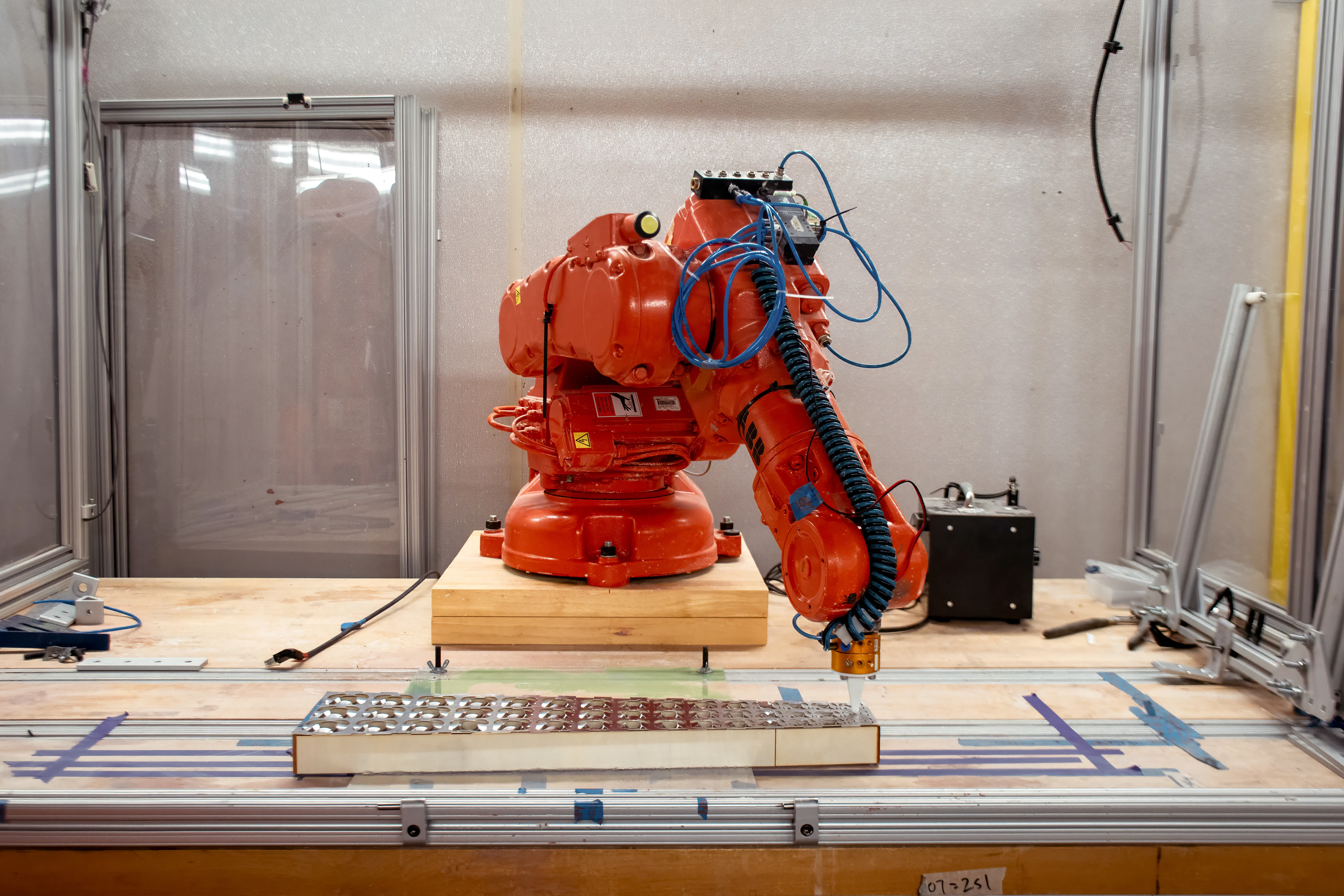 A full view of the robotic arm in action.